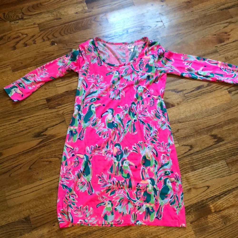 Lilly Pulitzer 3/4 sleeves hot pink dress